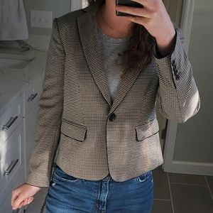 Ann Taylor blazer, brown and black checked, size 2